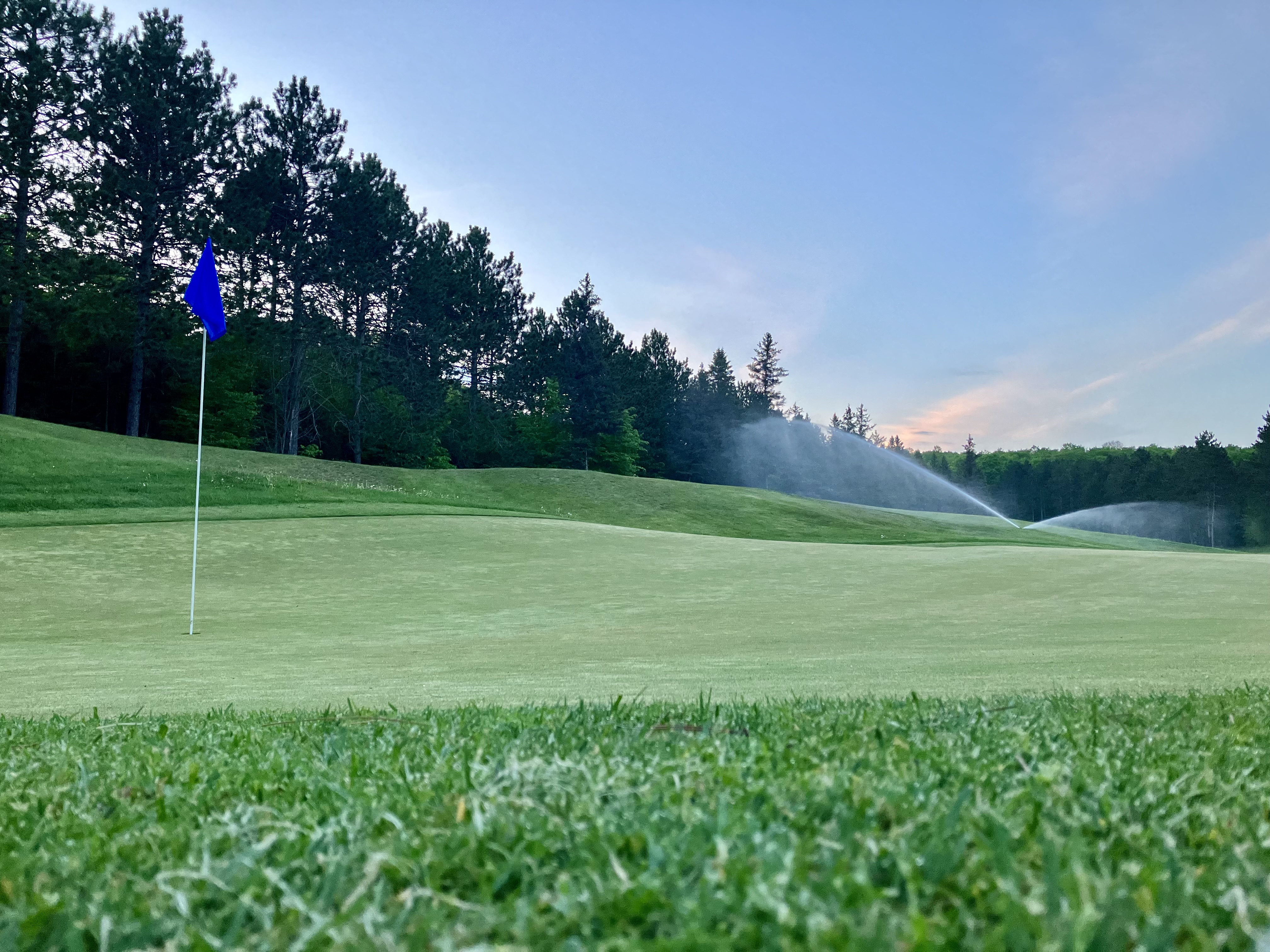 Blue flag on golf course