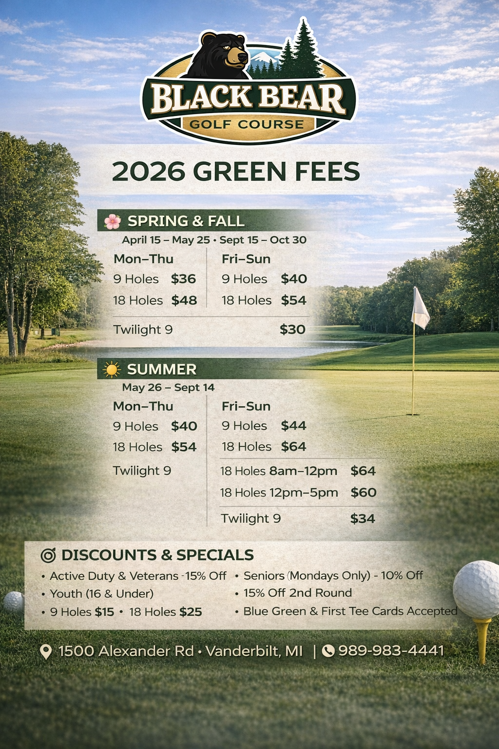 black bear green fees